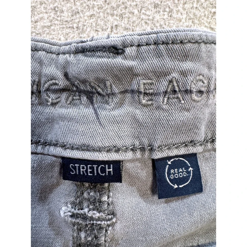 American Eagle Cargo Pants Womens Sz 16 Gray Wide Leg Utility Pockets Casual Y2K